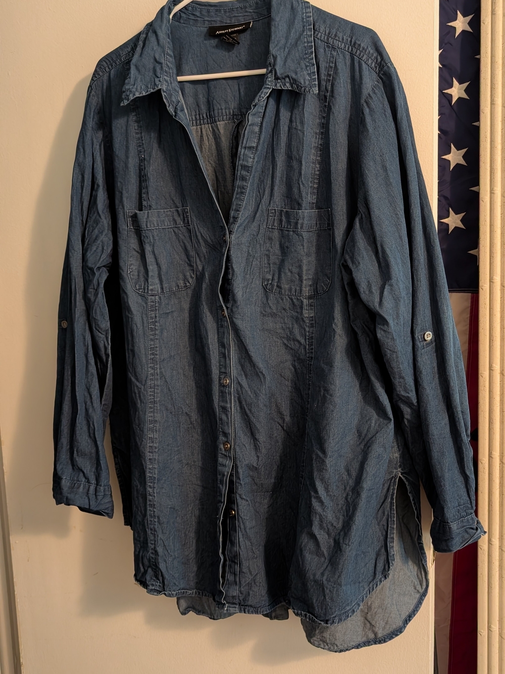 Ashley Stewart Dark Blue Denim Button-Down Tunic